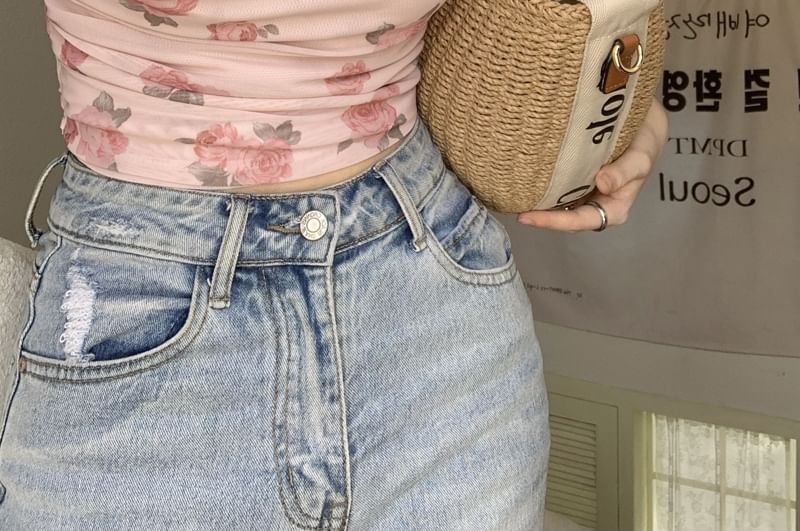 / Print Plain Floral Halter Crop Neck Top Cardigan