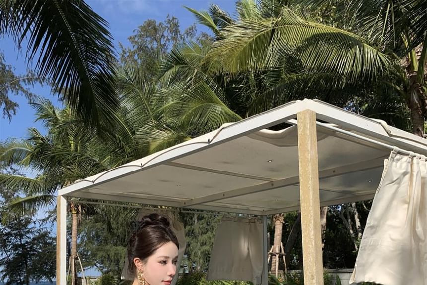 Dress Halter V-Neck Maxi A-Line Plain