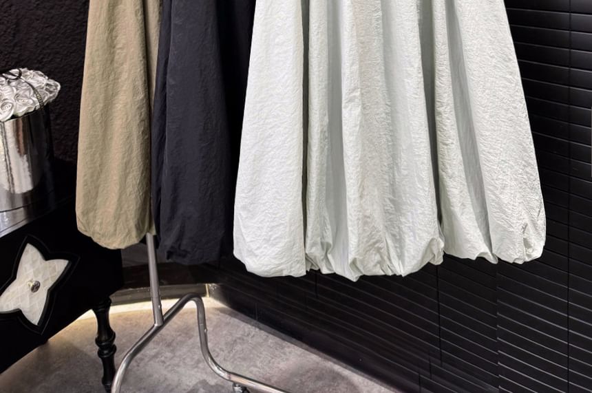 Plain Midi Waist High Skirt A-Line