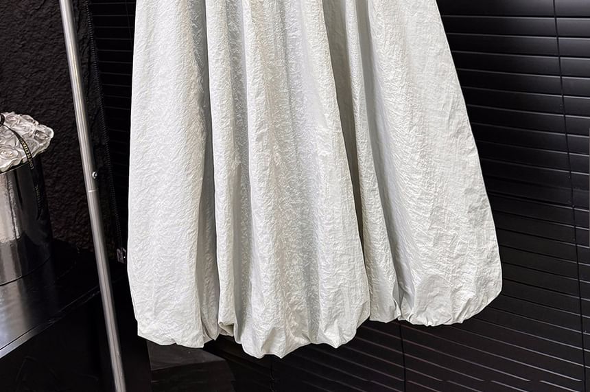 Plain Midi Waist High Skirt A-Line