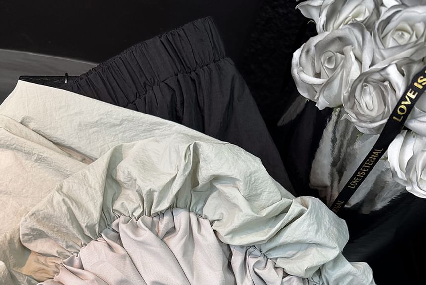 Plain Midi Waist High Skirt A-Line