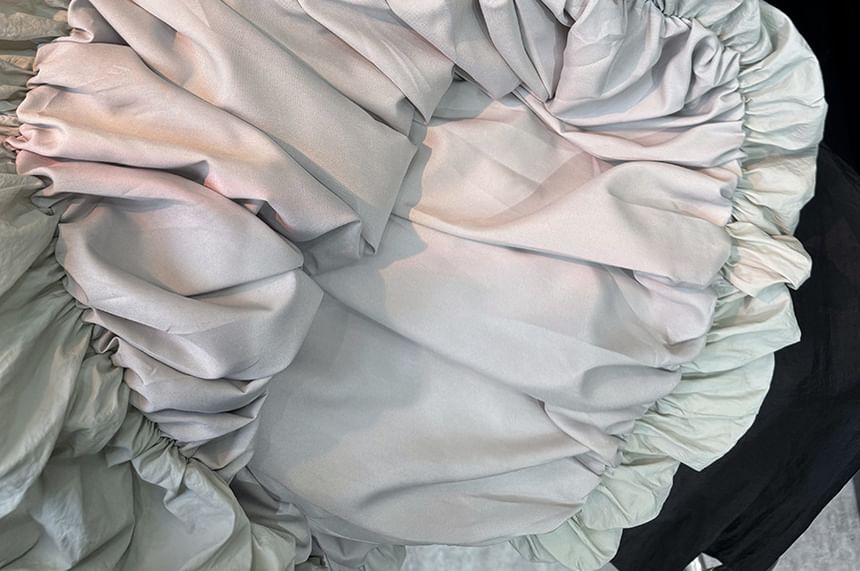 Plain Midi Waist High Skirt A-Line