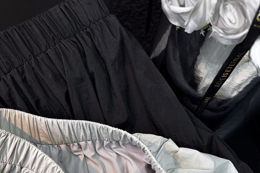 Plain Midi Waist High Skirt A-Line