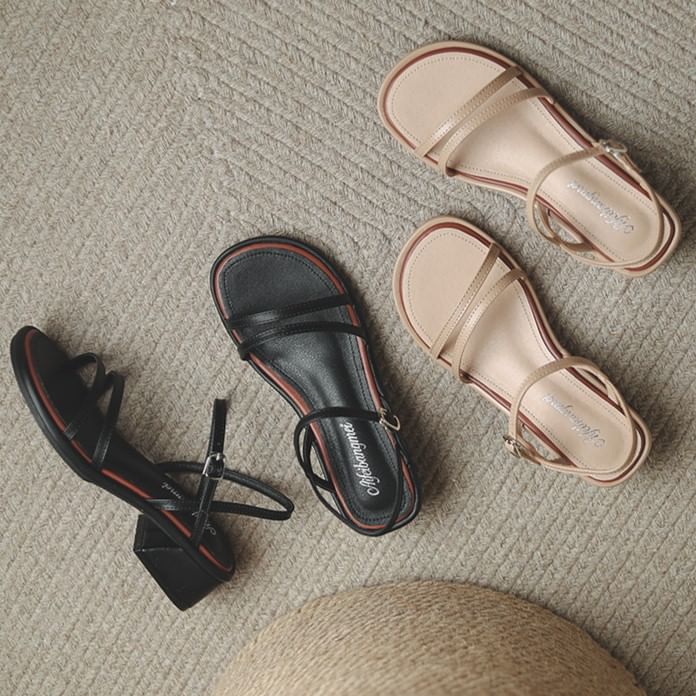 Heel Sandals Strappy Block