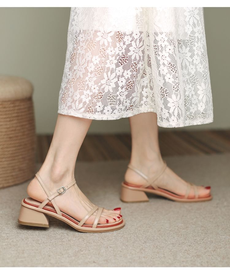 Heel Sandals Strappy Block