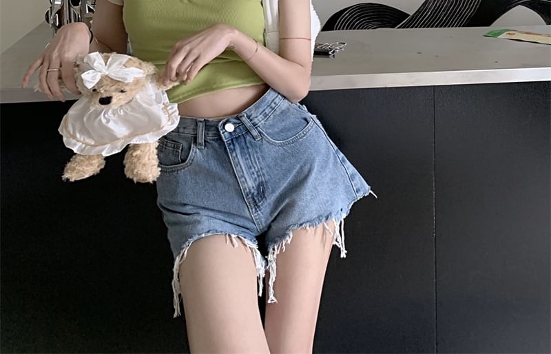 Letter Short-Sleeve Crew Neck T-Shirt Cropped Embroidered