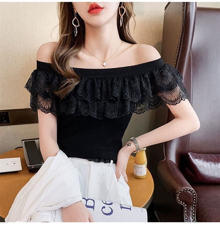 Knit Top Off-Shoulder Lace