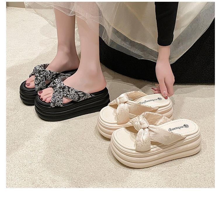 Sandals Slide Floral Platform Patterned