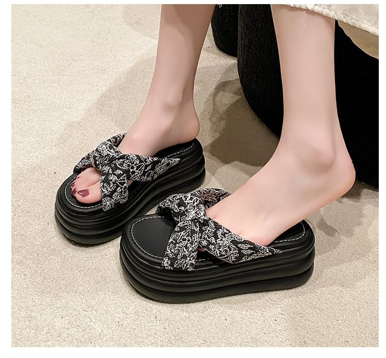 Sandals Slide Floral Platform Patterned