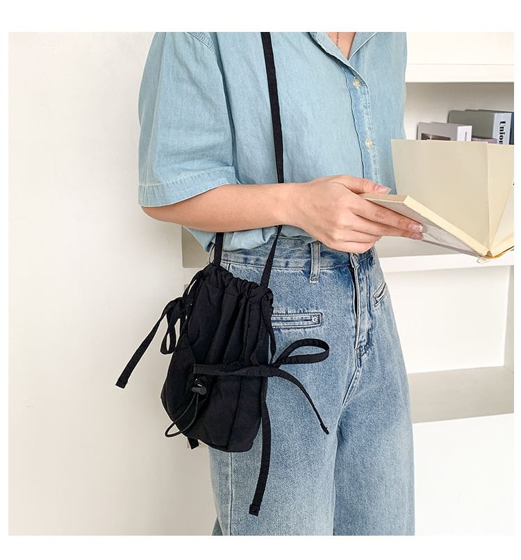 Bag Drawstring Plain Nylon Crossbody