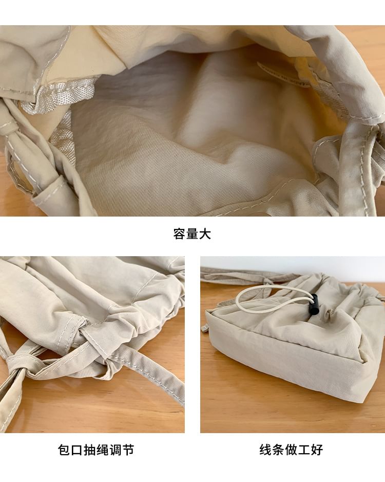 Bag Drawstring Plain Nylon Crossbody
