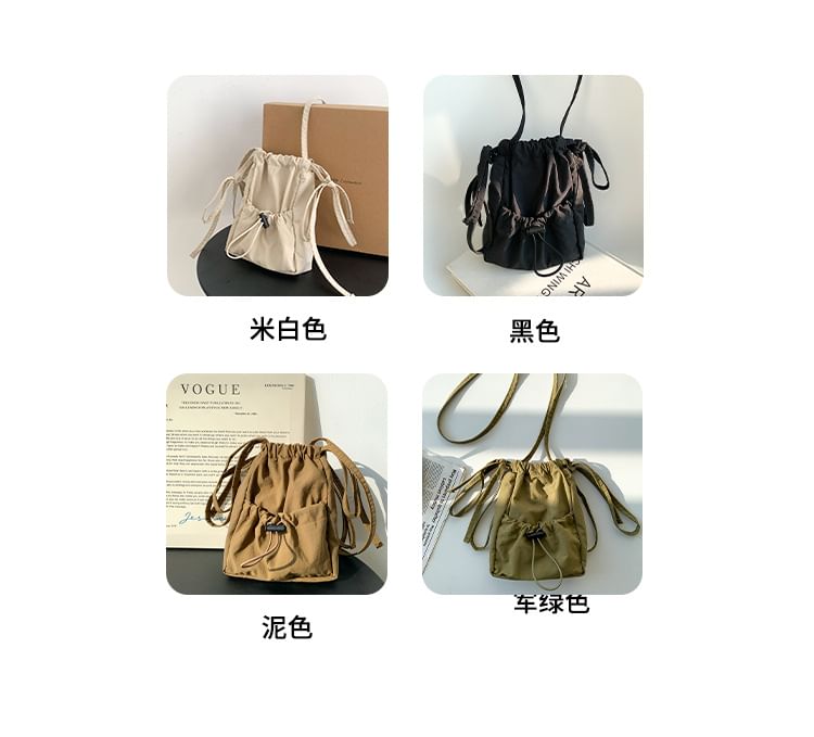 Bag Drawstring Plain Nylon Crossbody