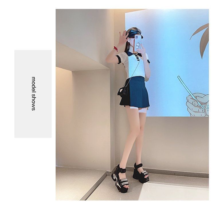 Sandals Platform Rhinestone Wedge