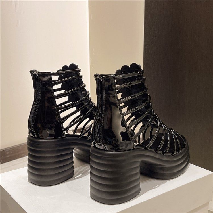 Heel Sandals Block Plain Platform