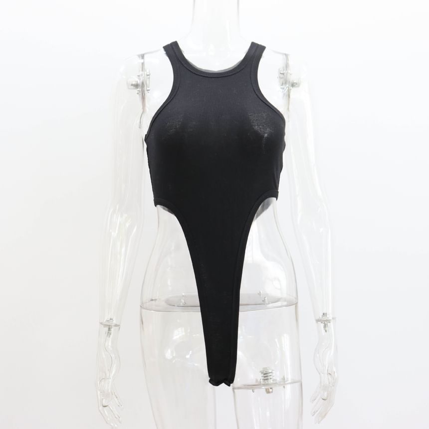 Bodysuit Sleeveless Crew Plain Neck Top