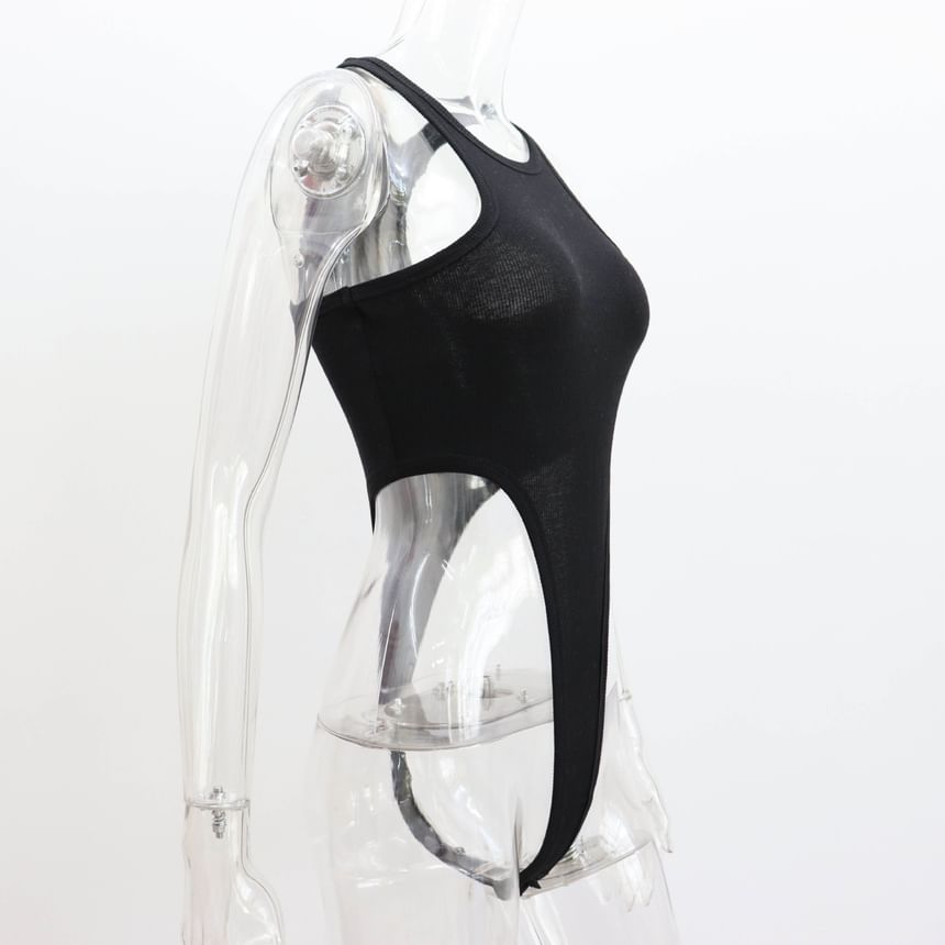 Bodysuit Sleeveless Crew Plain Neck Top