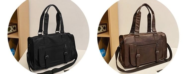 Plain Bag Faux Carryall Leather