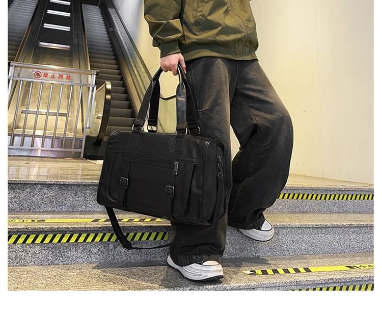 Plain Bag Faux Carryall Leather