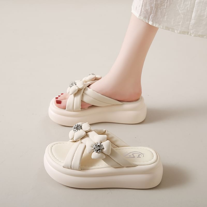 Slide Platform Flower Sandals