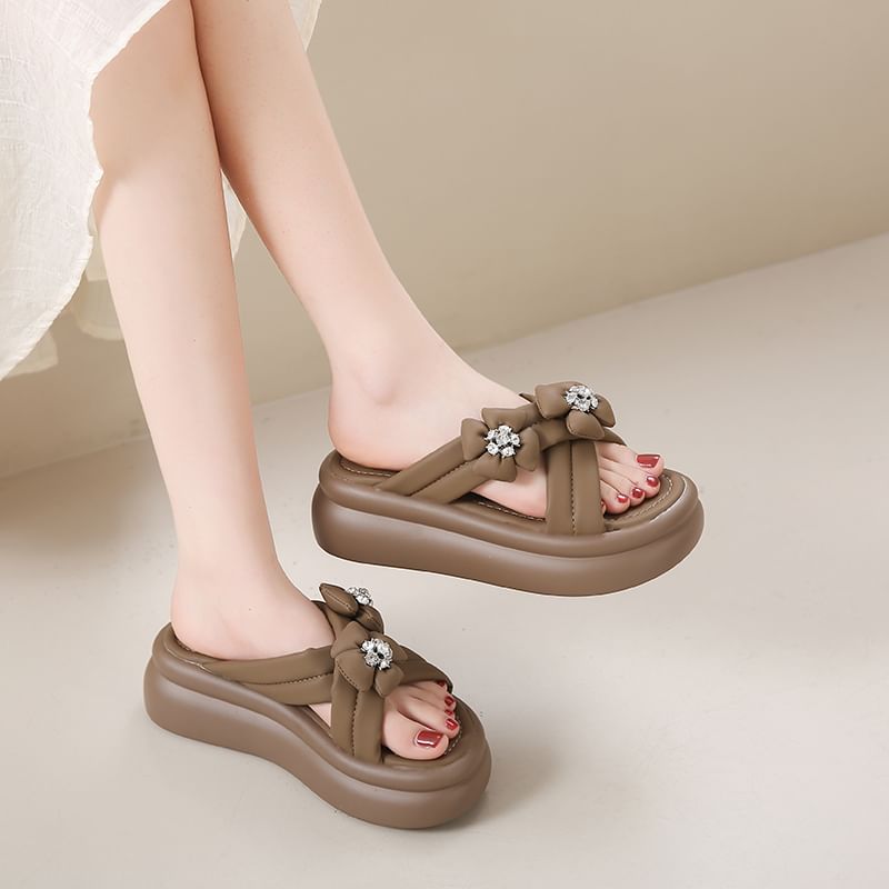 Slide Platform Flower Sandals