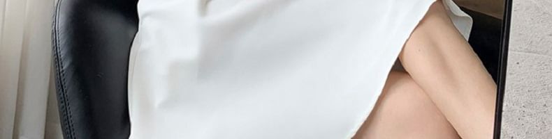 Sleeve Plain Dress Square Puff Mini A-Line Neck