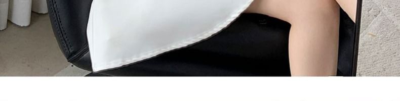 Sleeve Plain Dress Square Puff Mini A-Line Neck