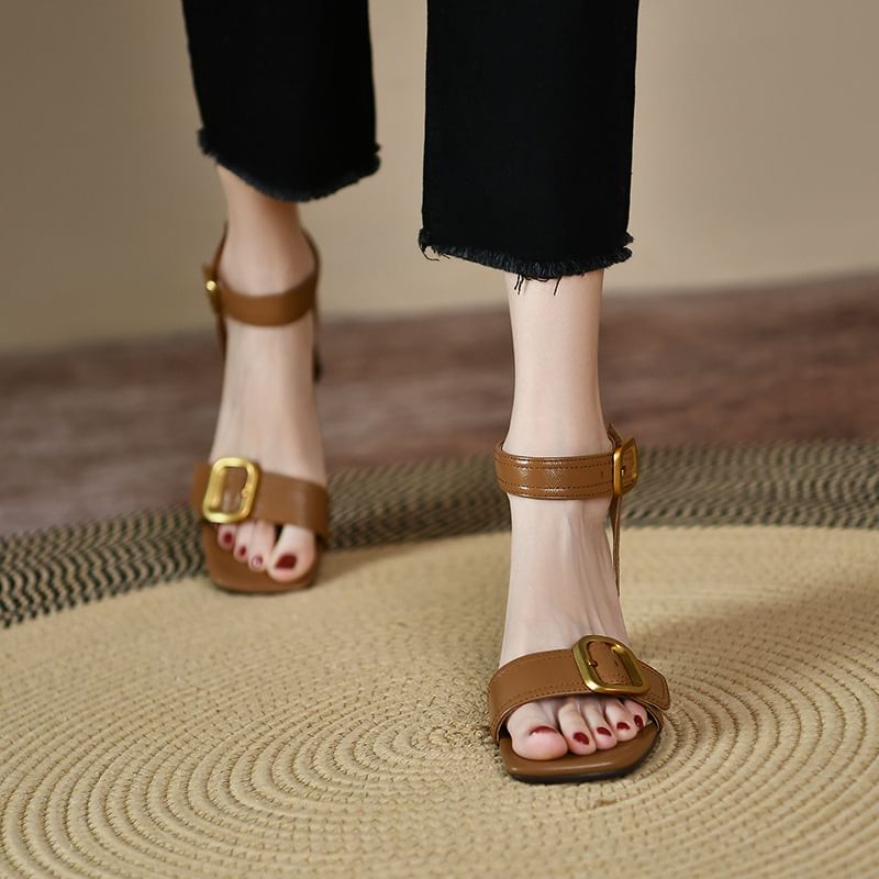 Buckled Sandals Block Heel