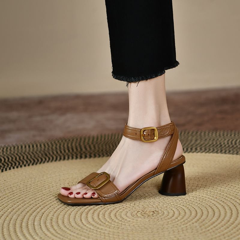 Buckled Sandals Block Heel