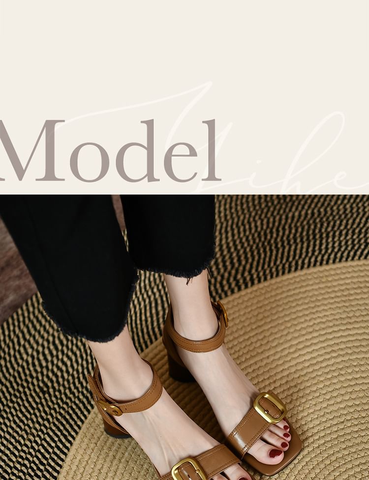 Buckled Sandals Block Heel