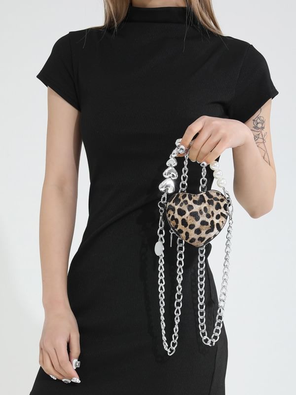 Heart Bag Leopard Print Crossbody
