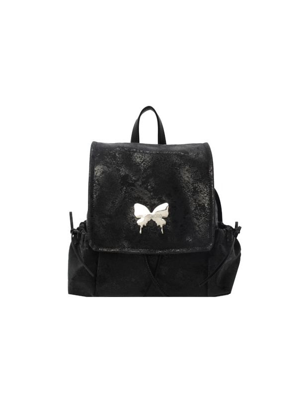 Multi-Pocket Flap Backpack Butterfly Studded