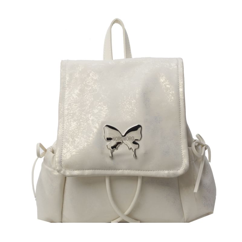 Multi-Pocket Flap Backpack Butterfly Studded