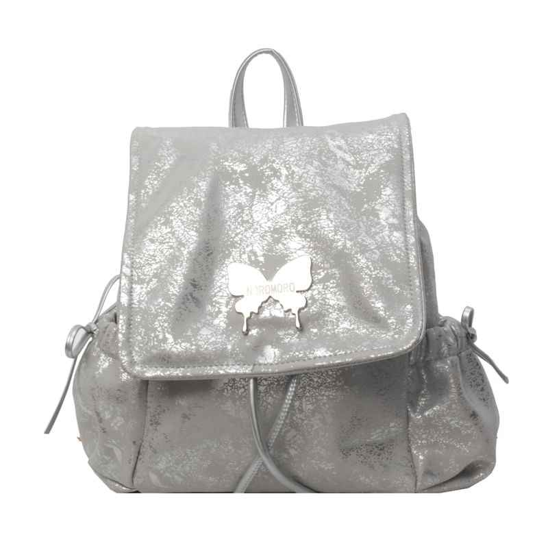 Multi-Pocket Flap Backpack Butterfly Studded