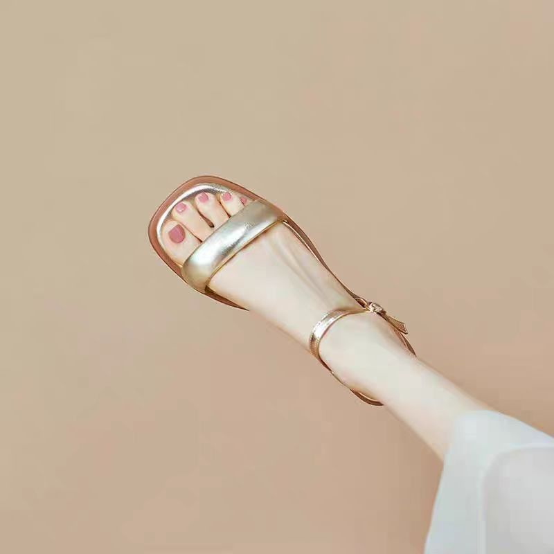 Faux Sandals Leather Metallic