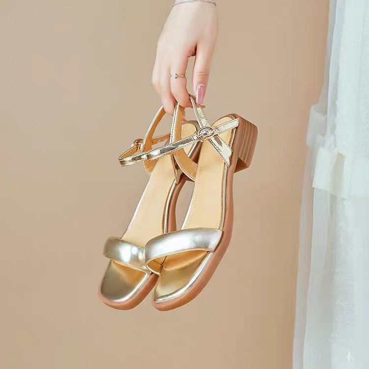 Faux Sandals Leather Metallic