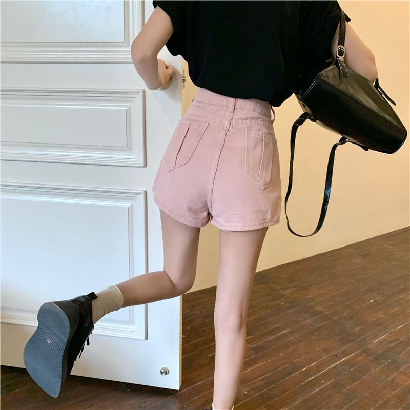 High Waist Asymmetrical Skort Denim