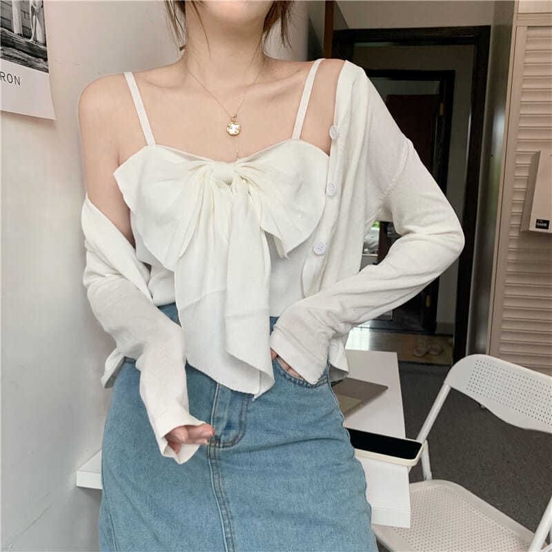 Bow Top Cropped Plain Camisole