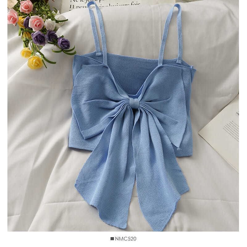 Bow Top Cropped Plain Camisole