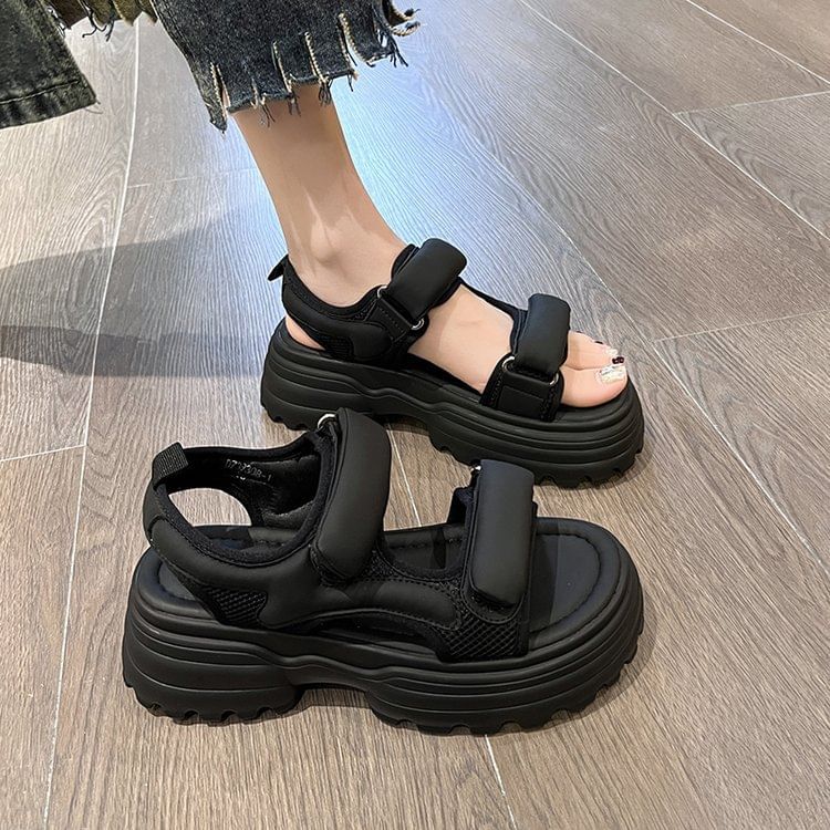 Panel Sandals Platform Mesh