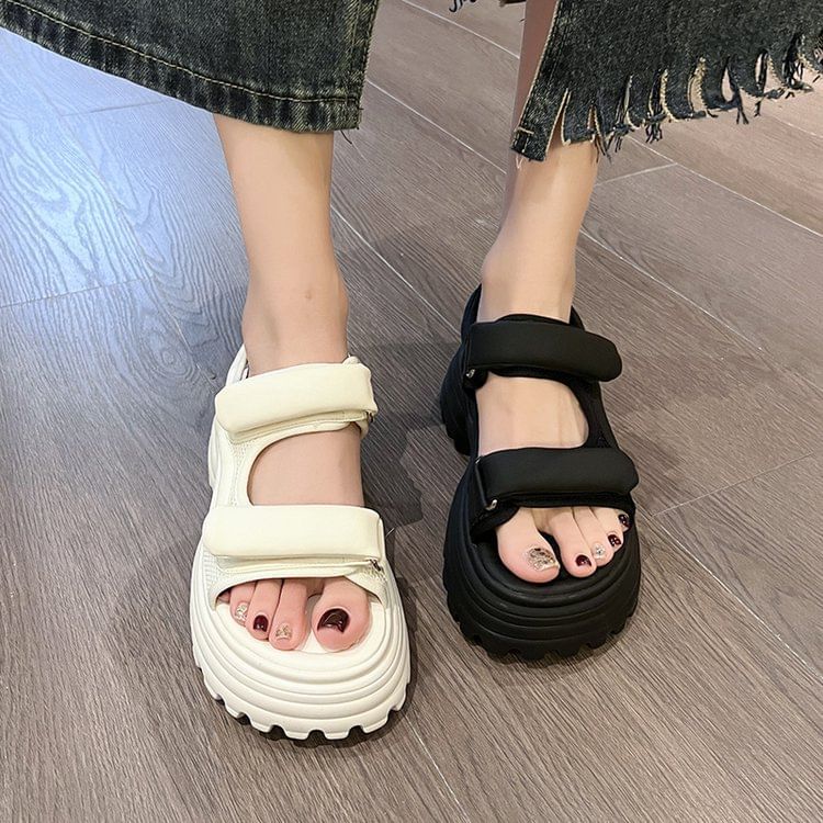 Panel Sandals Platform Mesh