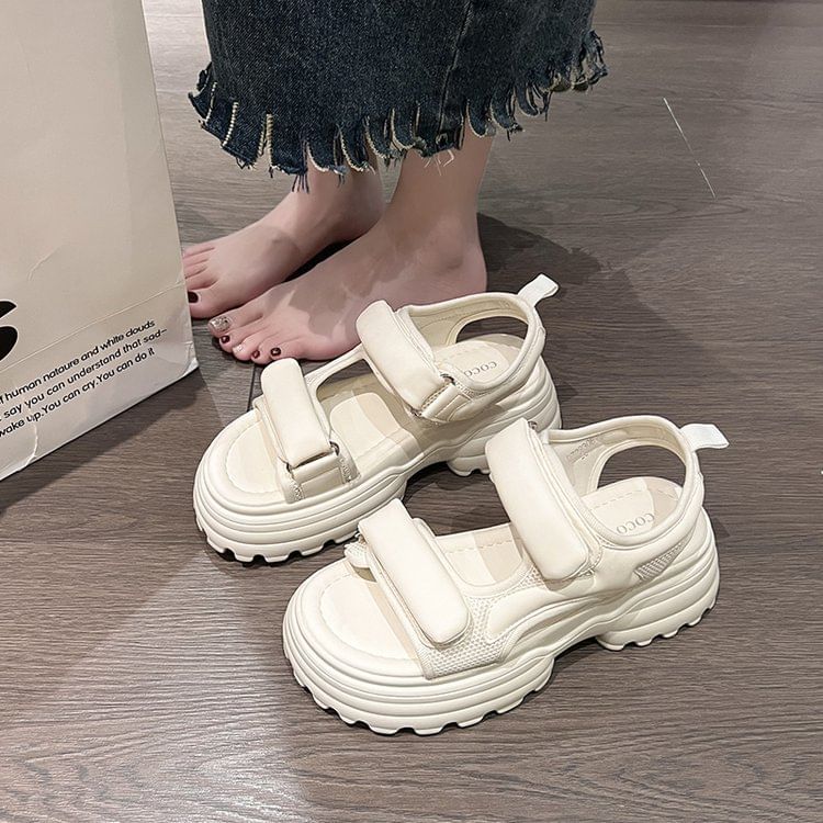 Panel Sandals Platform Mesh