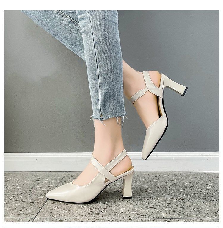 High Heel Slingback Plain Sandals