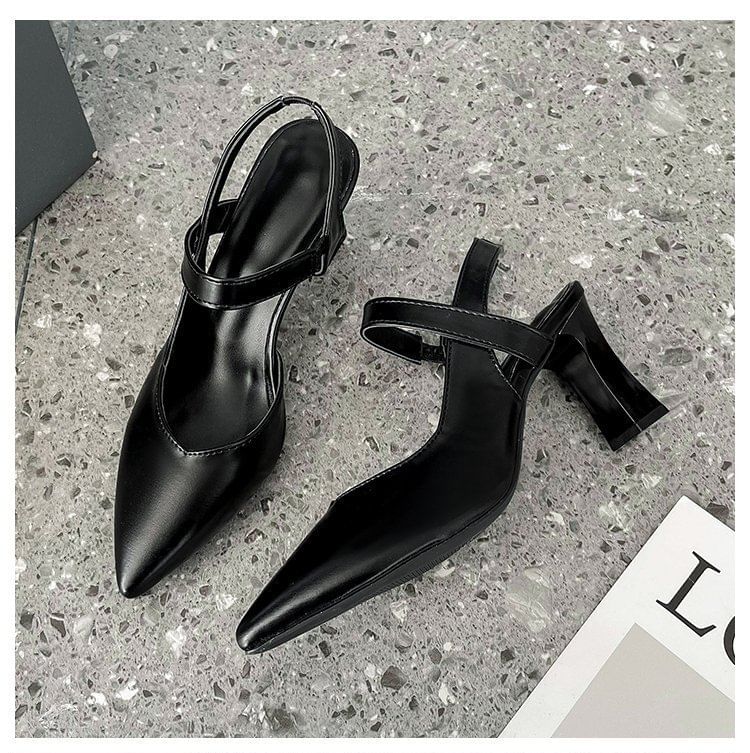 High Heel Slingback Plain Sandals