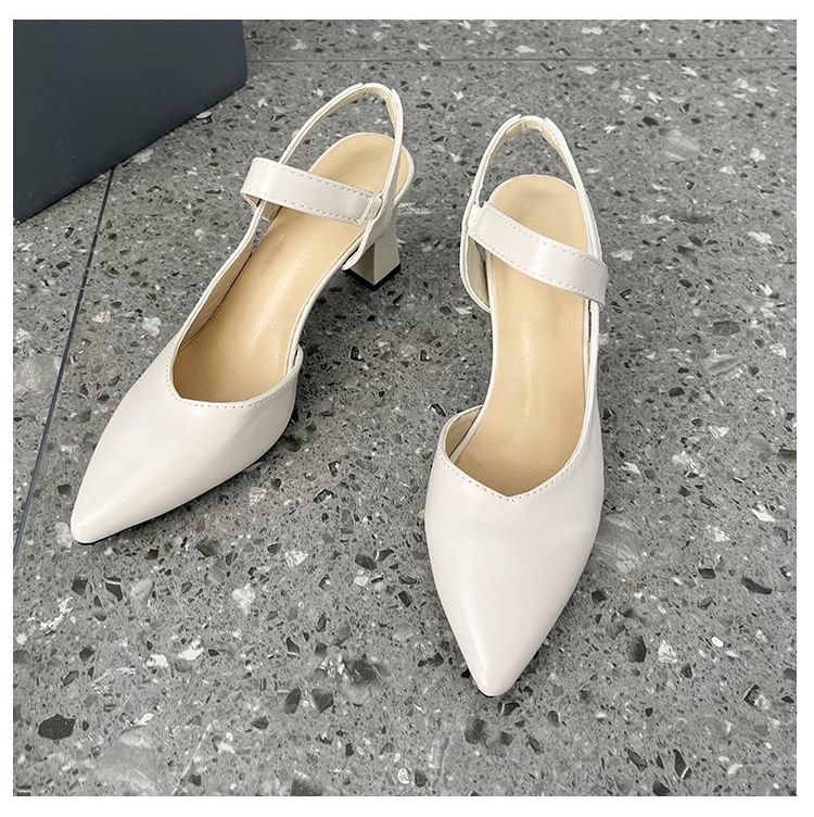 High Heel Slingback Plain Sandals