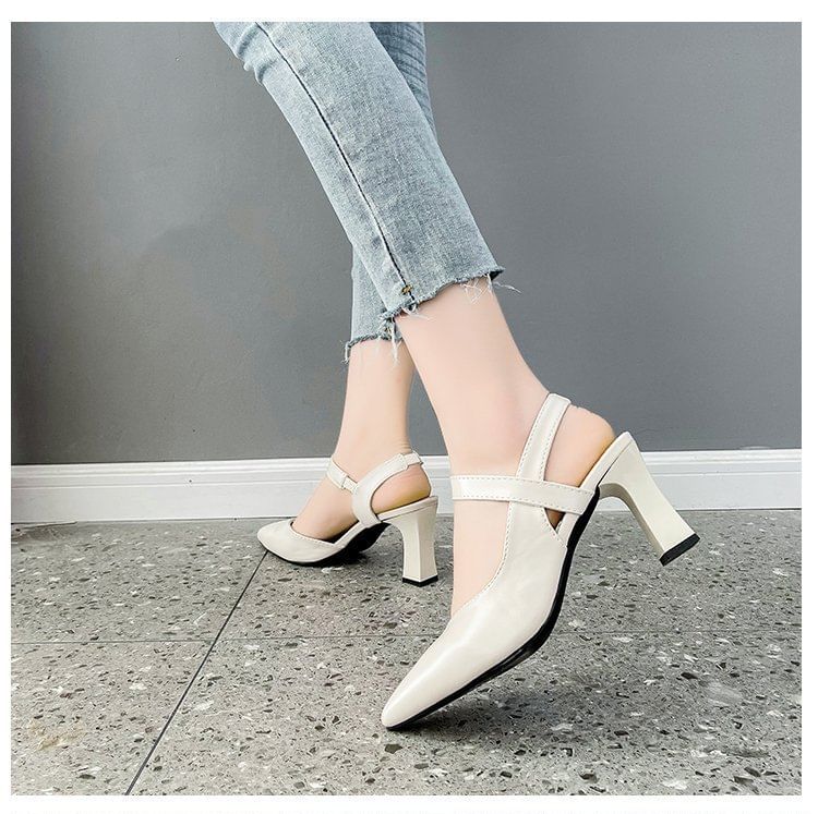 High Heel Slingback Plain Sandals