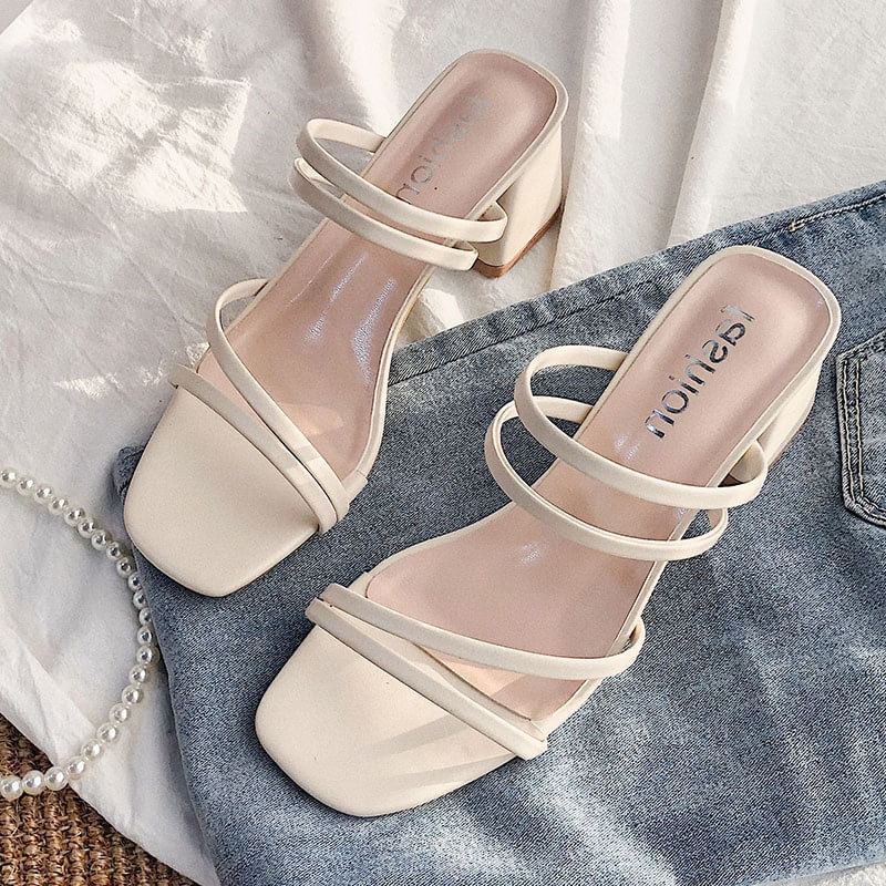 Sandals Heel Block Plain