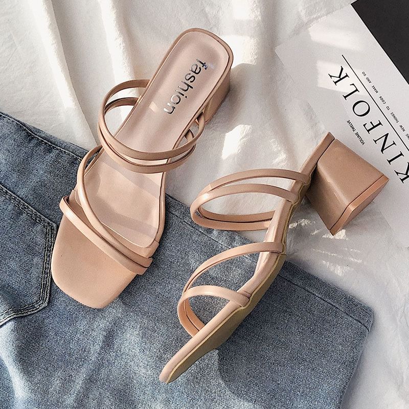 Sandals Heel Block Plain