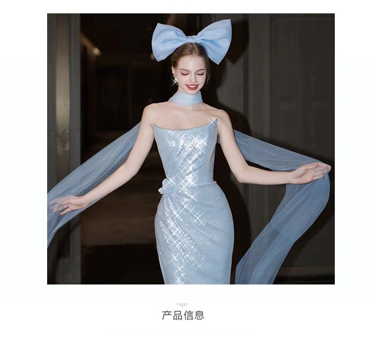 Strapless Gown Evening Plaid Mermaid