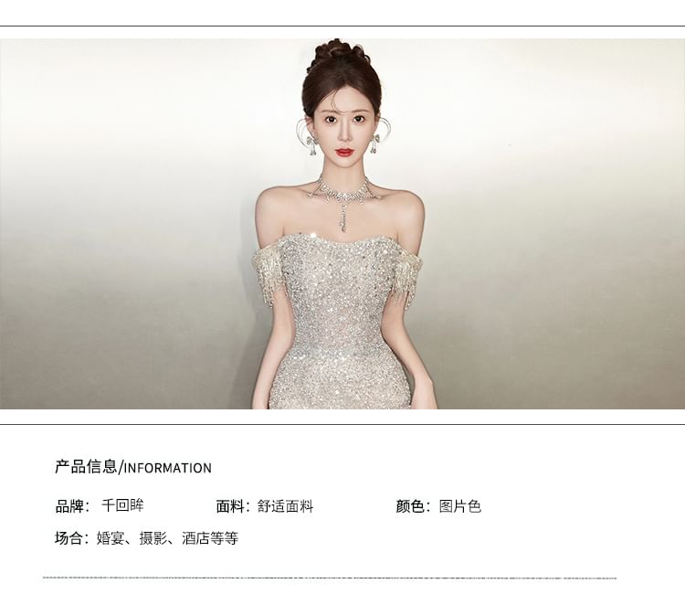 Sequin Evening Off-Shoulder Mermaid Gown