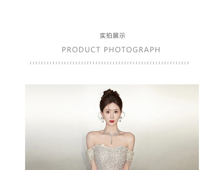 Sequin Evening Off-Shoulder Mermaid Gown